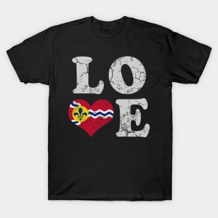 Love St Louis Flag Home Family Vintage Distressed T-Shirt